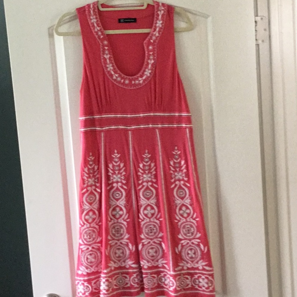 INC embellished coral sun dress